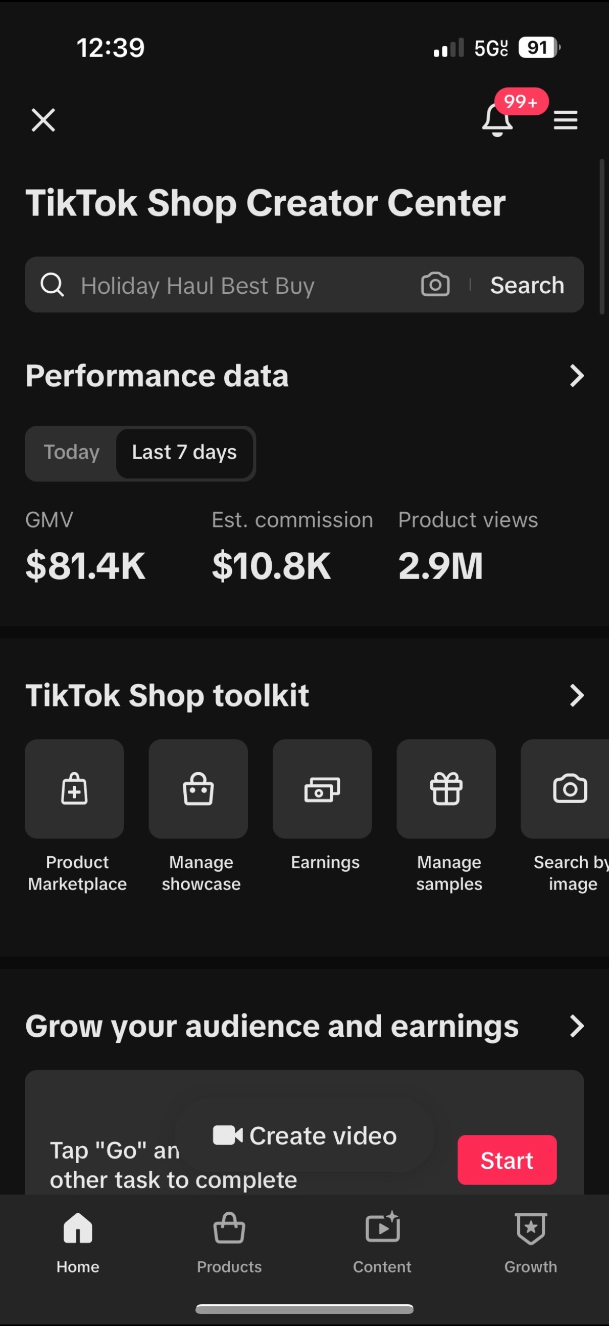 TikTok Shop success metrics showing $81.4K GMV